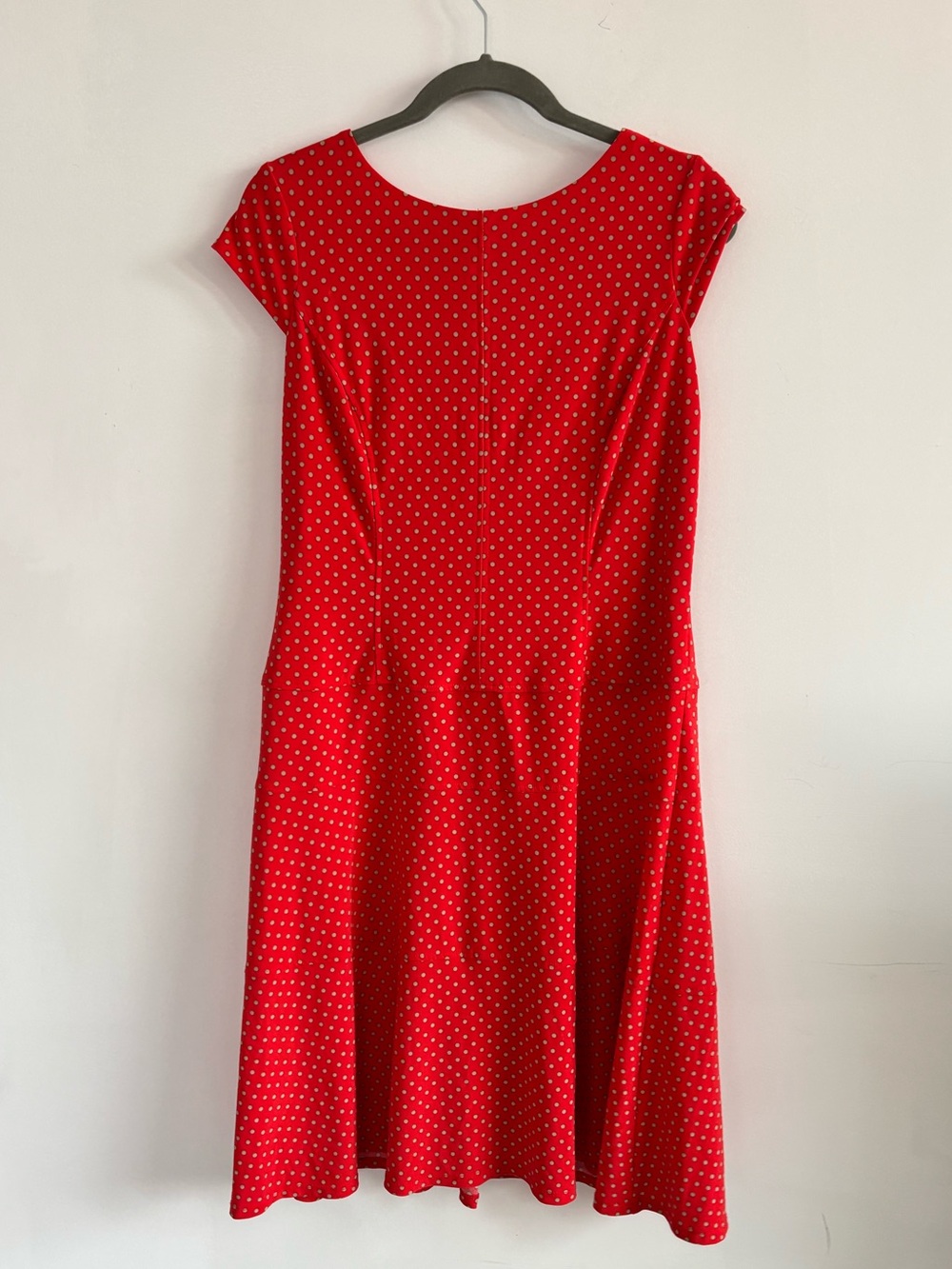 Casual Anne Klein Red and White Polka Dot Fit-and-Flare Dress- Size 12